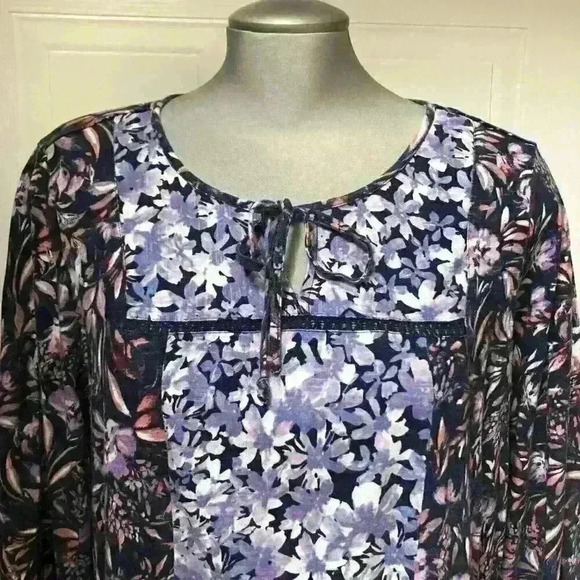 Vintage America Emerson Boho Floral  Flowy Cottagecore Hippie Purple - Picture 3 of 11